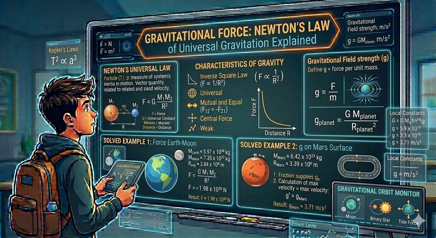 Gravitational Force Newton’s Law of Universal Gravitation Explained