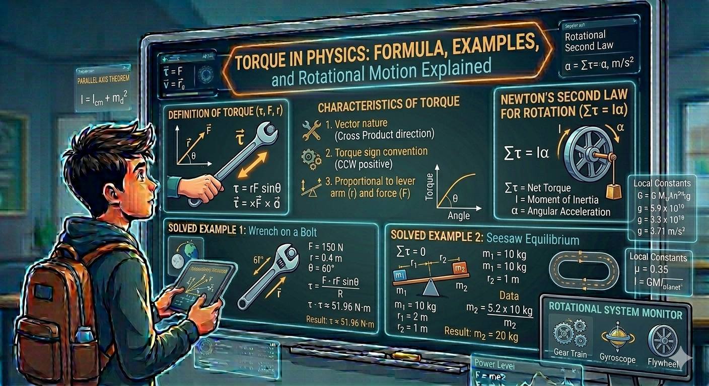 Torque in Physics Formula, Examples, and Rotational Motion Explained